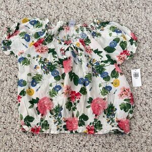 Old Navy NWT Floral Kids Top - White with Pink and Green Accents
